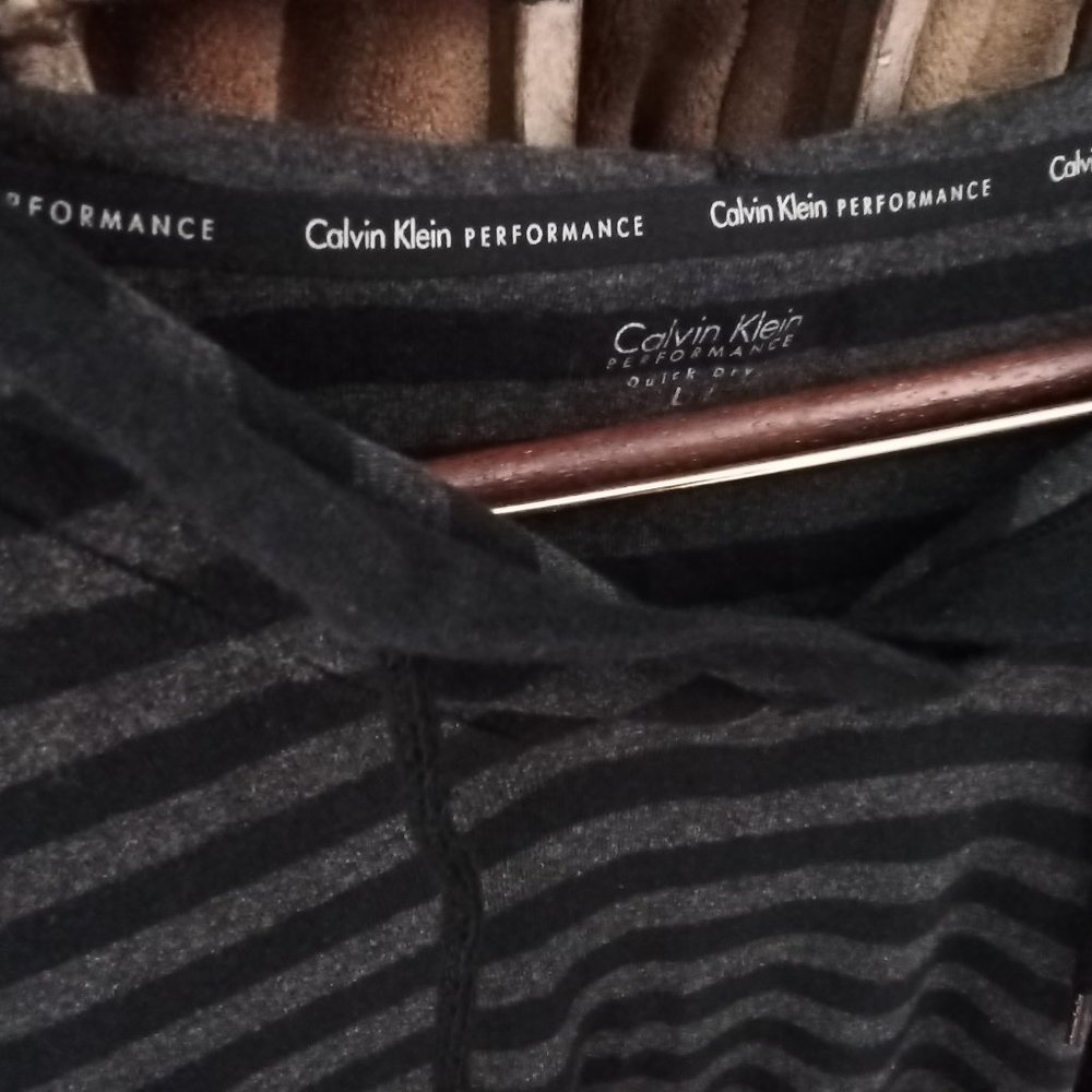 Calvin Klein brand, size large, gray/black.
